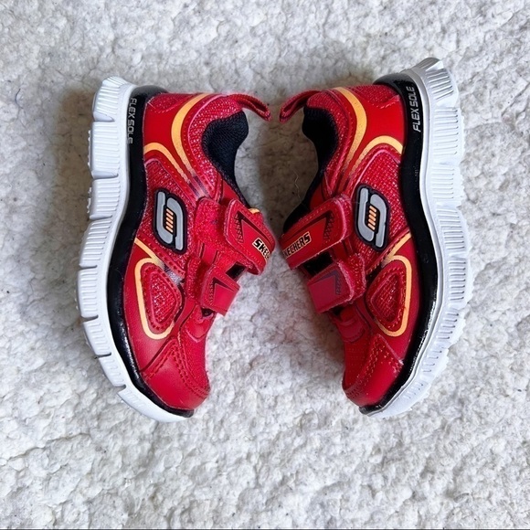 Skechers Kids Red Black Flex Advantage Mini Rush Sneaker (Toddler) Size 5 - Picture 4 of 9